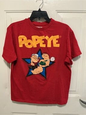 Popeye Red Kids Graphic Tee - Classic Cartoon Short Sleeve